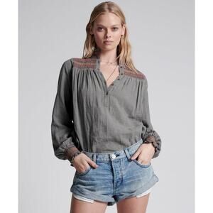 One Teaspoon Free People Daydream Paradise‎ Top Smocked Neckline/Cuffs SZ SM NWT